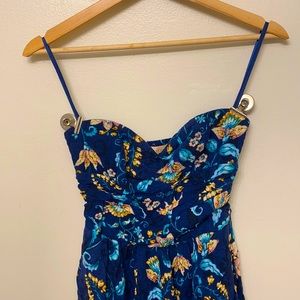 Sleeveless Blue Floral Jumpsuit